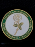 LINKS White Rose round metal lapel pin-Back in Stock May 25th!
