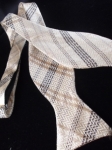 Cream with Black and Off-Black Woven Microfiber Bow Tie