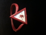 Red Geometric Shaped Bangle Bracelet Watch with elephantl