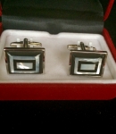 Mother of Pearl and Onyx Rectangular Cufflinks