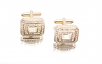 Rectangle Gold and Crystal cufflink