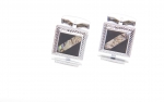 SQUARE BLACK AND ABALONE CUFFLINKS