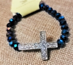 BLUE Bead Stretch Cross Bracelet