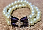 AMETHYST JEWELED PEARL 2 STRAND BRACELET with CHANNEL SETS-1 LEFT