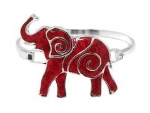 Red Cloisionne Elephant Cuff Bracelet. Silver plating