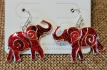  Red Cloisonné Elephant Earrings. Silver plating