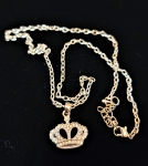  Clear Crystal Crown Necklace- Silver