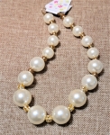 Jumbo Pearl and Crystal Necklace -gold plating