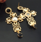   Trendy Black Crystal and Pearl Drop Cross earrings-Last pair!
