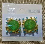 Sparkling Green and Blue Crystal Post Earrings