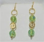 Lime Green Crystal and Gold Stone Earrings 
