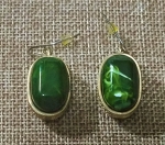 Oval 3-D Green and Gold Marble Earrings