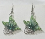 Green and Crystal Butterfly Earrings