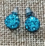 Turquoise Encrusted 9MM Crystal Ball Earrings
