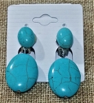 Two Stone Turquoise Marble Earrings-Clip on