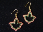  AKA Pink and Green Swarovski Crystal Ivy Leaf Earrings