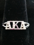  Alpha Kappa Alpha Sterling Silver Ring with simulated diamonds