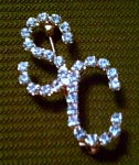 Spelman College SC pin-LIGHT BLUE CRYSTAL