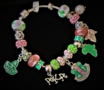 AKA Pink & Green Beaded Charm Bracelet