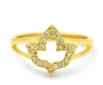 AKA 14 Kt Gold Plated Ivy Leaf Ring with simulated diamonds