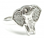 Sterling Silver Elephant Ring with Simulated Diamonds