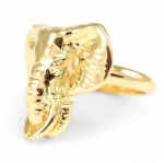  Custom Solid Brass Elephant Ring with 14k gold plating