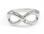 DST Sterling Silver infinity ring with cut out Greek letters
