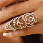 Stylish fashion crystal rose design Punk Joint Ring -Silver and Gold plating!