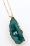  Boho Green and Gold Raw Stone Necklace