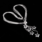  Silver Floating Silver Star Necklace-18 inches