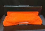VIBRANT ORANGE BASKET WEAVE CLUTCH HANDBAG-Only 1 LEFT!