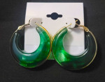 Green Lucite Round Shaped Earrings-Gold plating